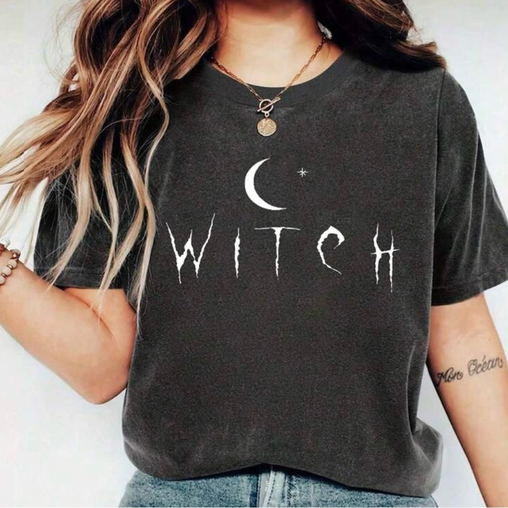 Graphic Tee with Witch Design